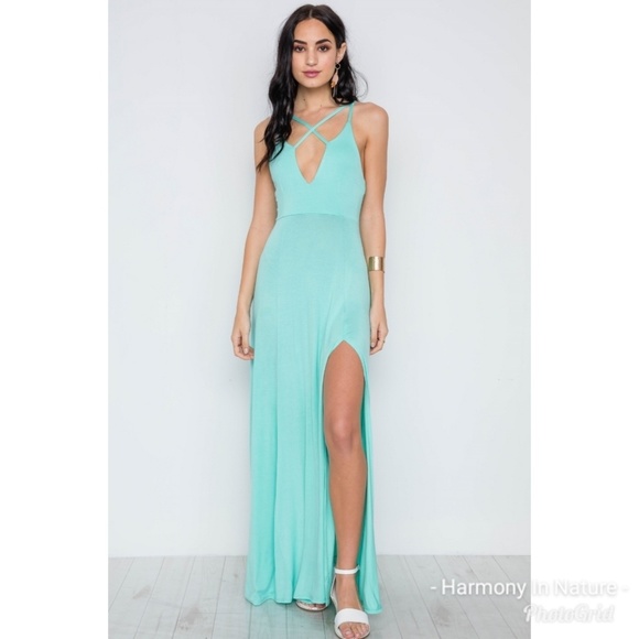Seafoam Side Slit Maxi Dress - Picture 5 of 8
